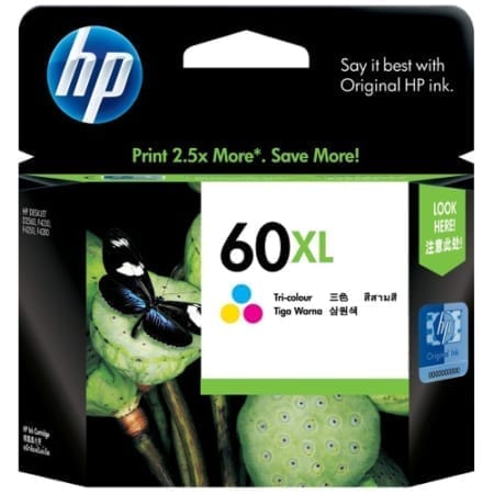 HP 60XL colour high yield Ink Cartridge (CC644WA) Genuine
