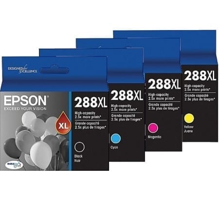 Epson value pack 4 high yield ink cartridges black cyan magenta yellow set 288X Genuine
