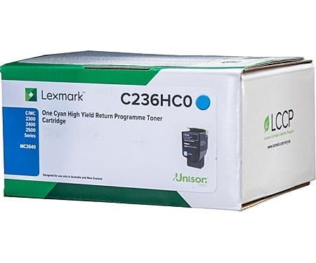 Lexmark cyan high yield toner cartridges (C236HC0) Genuine