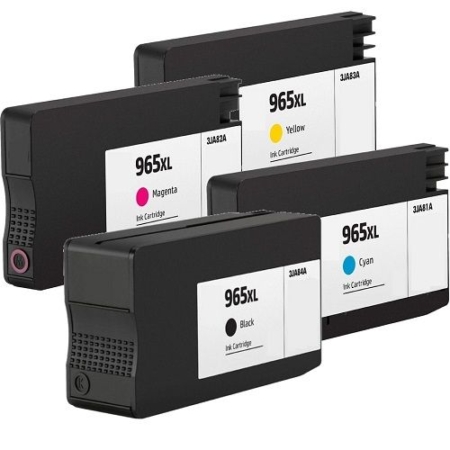 HP 965XL 4PK High Yield Ink Cartridges Black Cyan Magenta Yellow Set (3JA84AA-3JA83AA) Compatible